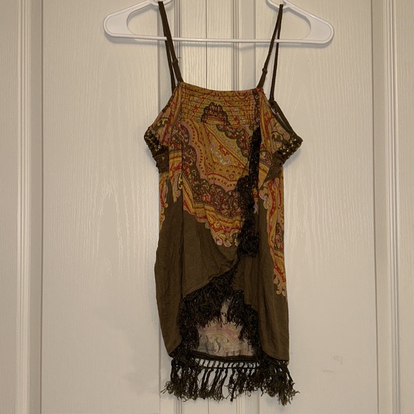 Free People Paisley Print Fringe Tank Top - Picture 3 of 3
